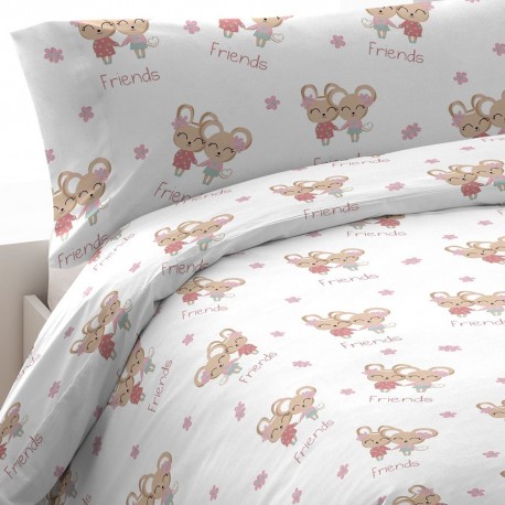 Capa de edredão algodão Friends rosa