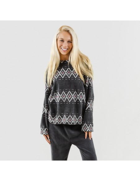 Pijama coral Andros cinza Pijama coral Andros cinza