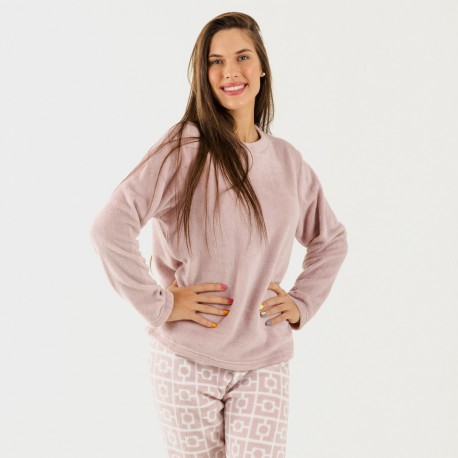 Pijama coral Taormina malva Tamanhos para pijamas, roupões e roupa M