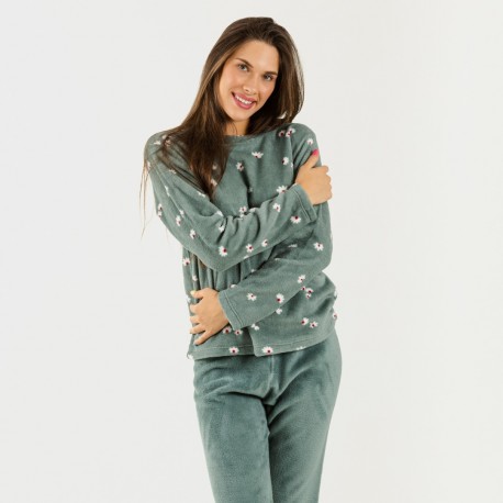 Pijama coral Tabitha verde francês pijama-coralina