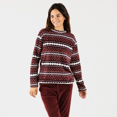 Pijama coral Cronos bordeaux pijama-coralina