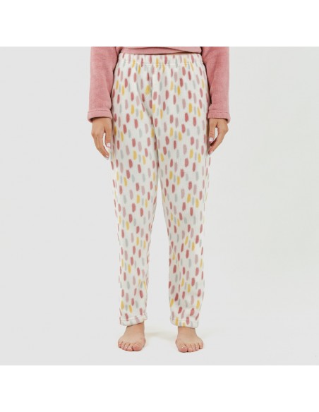 Pijama coral Manchitas malva rosa pijama-coralina