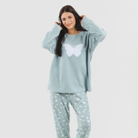 Pijama polar Butterflies verde tiffany pijama-polar