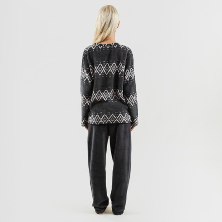 Pijama coral Andros cinza