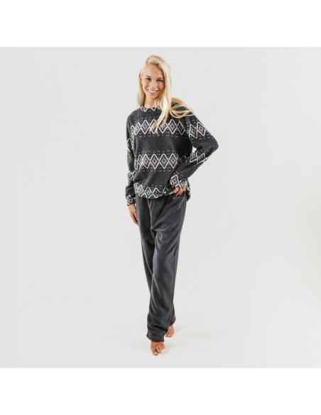 Pijama coral Andros cinza Pijama coral Andros cinza