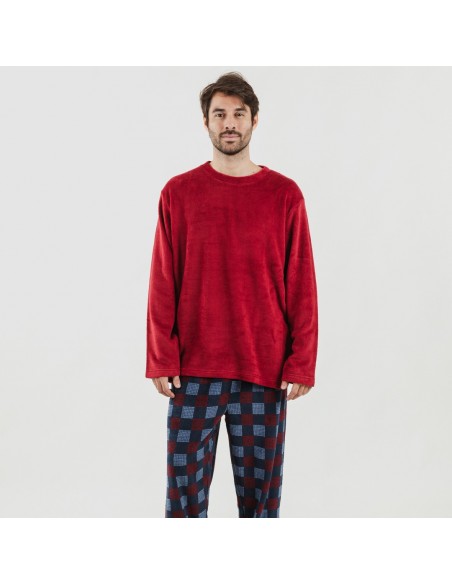 Pijama coral homem Blas bordeaux Pijama coral homem Blas bordeaux