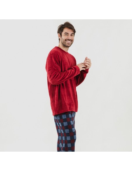 Pijama coral homem Blas bordeaux Pijama coral homem Blas bordeaux