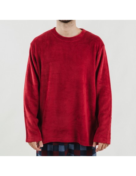 Pijama coral homem Blas bordeaux Pijama coral homem Blas bordeaux