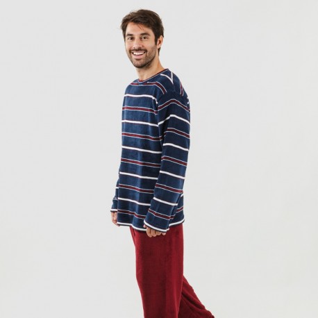 Pijama coral homem Lucio bordeaux