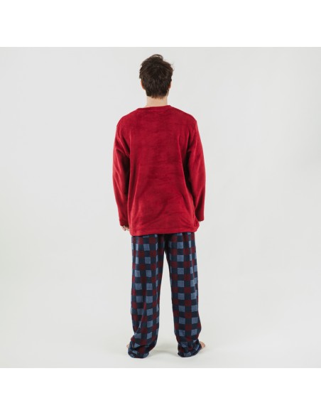 Pijama coral homem Blas bordeaux Pijama coral homem Blas bordeaux