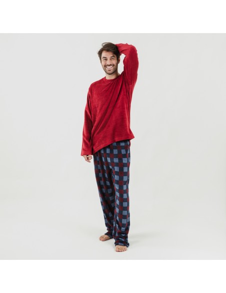 Pijama coral homem Blas bordeaux Pijama coral homem Blas bordeaux