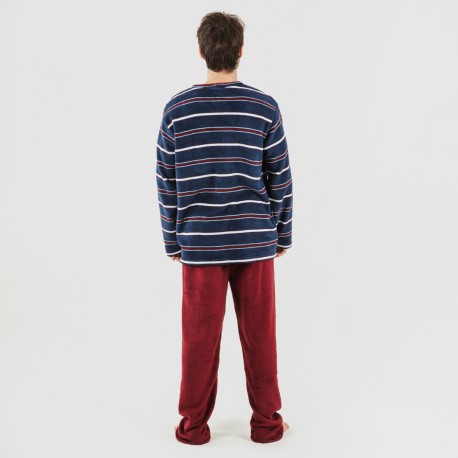 Pijama coral homem Lucio bordeaux
