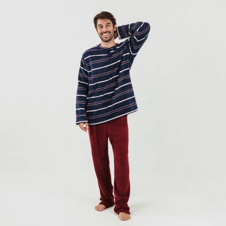 Pijama coral homem Lucio bordeaux