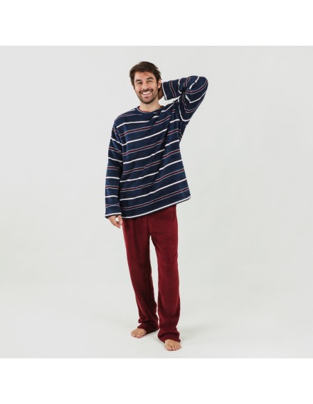 Pijama coral homem Lucio bordeaux Pijama coral homem Lucio bordeaux
