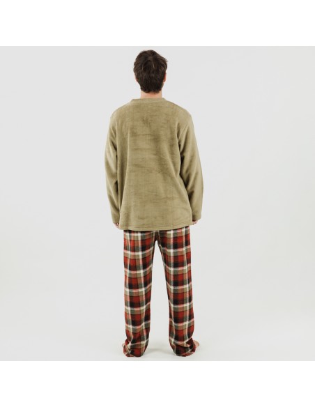 Pijama coral homem Lucho verde Pijama coral homem Lucho verde