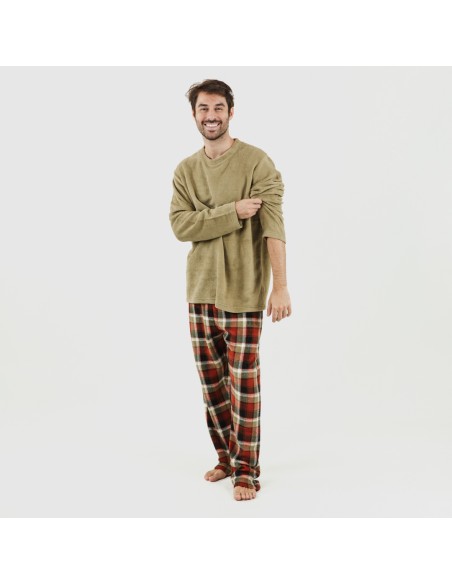 Pijama coral homem Lucho verde Pijama coral homem Lucho verde