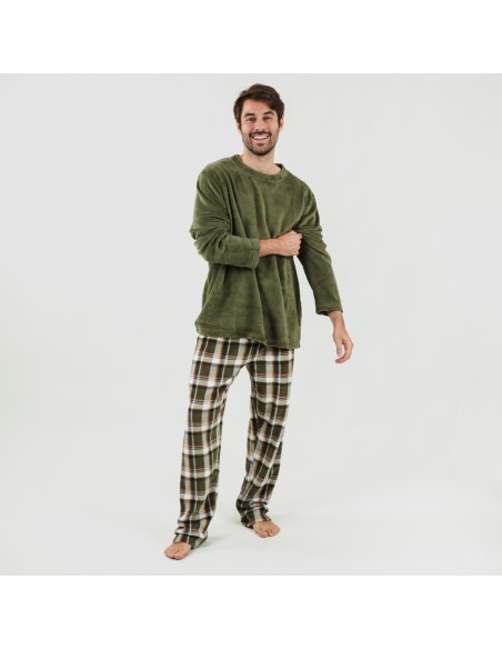 Pijama coral homem Cuadro Aperol verde caça pijama-coralina