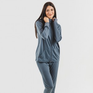 Conjunto desportivo de casaco mulher azul indigo
