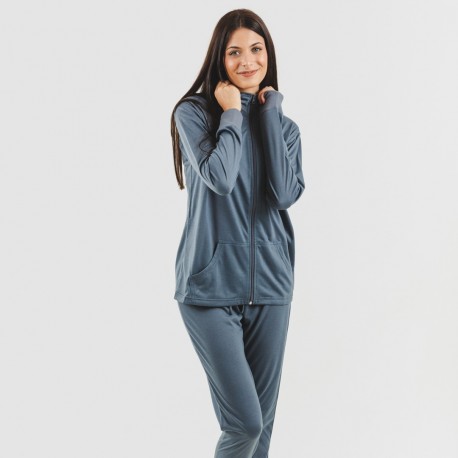Conjunto desportivo de casaco mulher azul indigo Tamanhos para pijamas,  roupões e roupa M