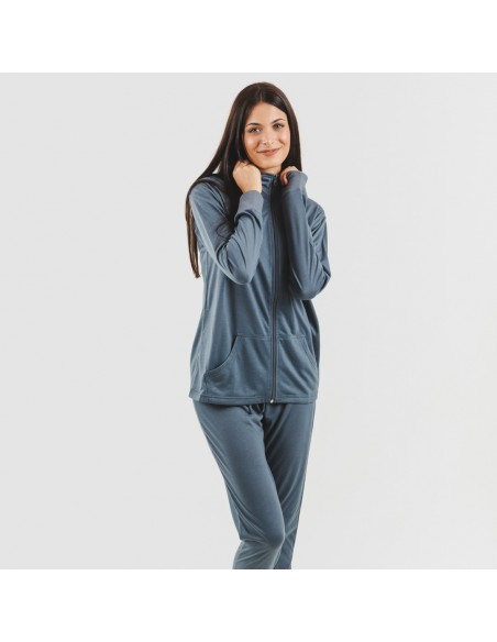 Conjunto desportivo de casaco mulher azul indigo Conjunto desportivo de casaco mulher azul indigo