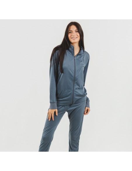 Conjunto desportivo de casaco mulher azul indigo conjunto-deportivo-chaqueta-cremallera-mujer