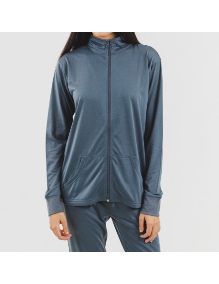 Conjunto desportivo de casaco mulher azul indigo conjunto-deportivo-chaqueta-cremallera-mujer