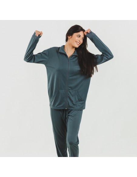 Conjunto desportivo de casaco mulher verde azulado Conjunto desportivo de casaco mulher verde azulado