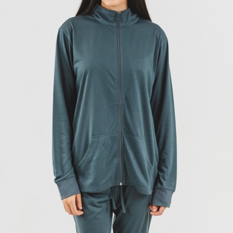 Conjunto desportivo de casaco mulher verde azulado