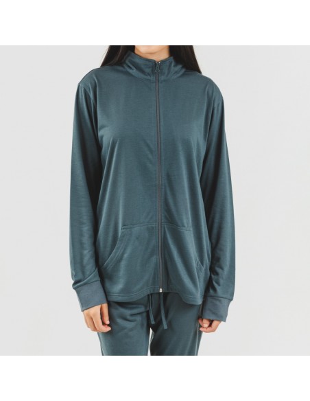 Conjunto desportivo de casaco mulher verde azulado Conjunto desportivo de casaco mulher verde azulado