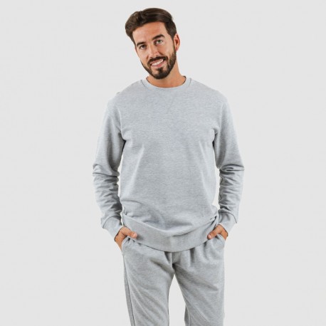 Set Sport algodão homem cinza mesclado conjunto-deportivo-largo-algodon-hombre