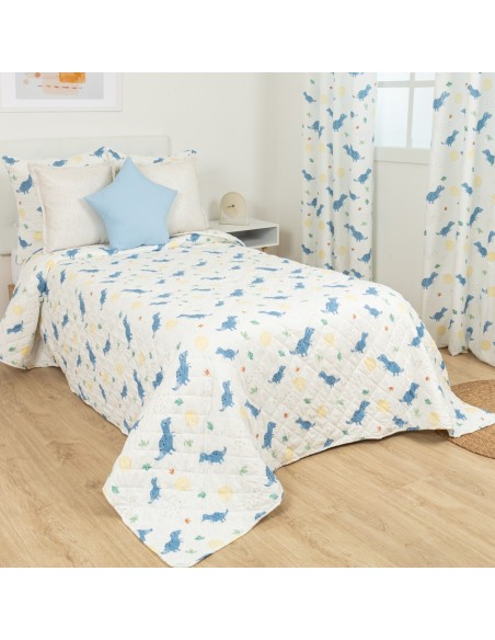 Colcha bouti Dinosaurus azul indigo