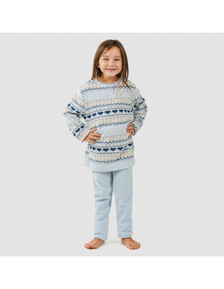 Pijama coral criança May azul celeste pijama-infantil