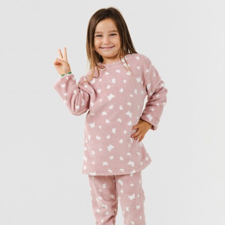 Pijama coral criança Butterflies rosa palo pijama-infantil