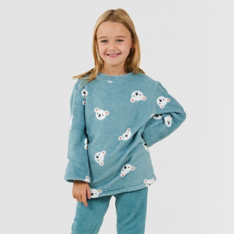 Pijama coral criança Blondie verde francês pijama-infantil