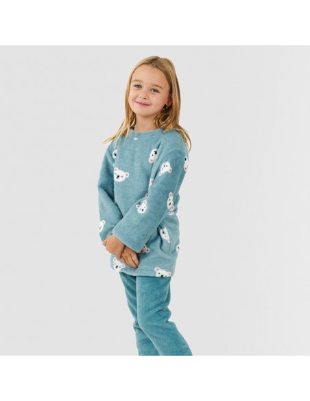 Pijama coral criança Blondie verde francês pijama-infantil