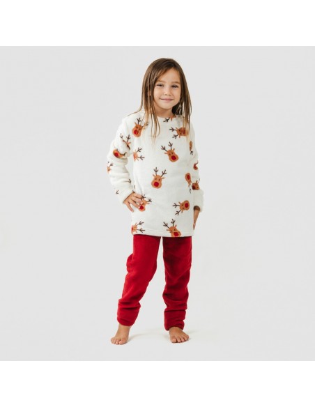 Pijama coral criança Rudolf bordeaux pijama-infantil