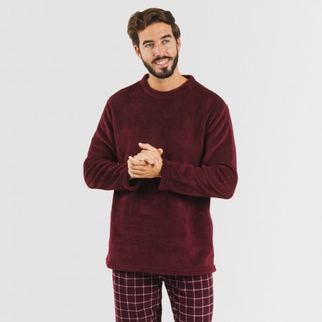 Pijama coral homem Cuadro Pruden bordeaux pijama-coralina