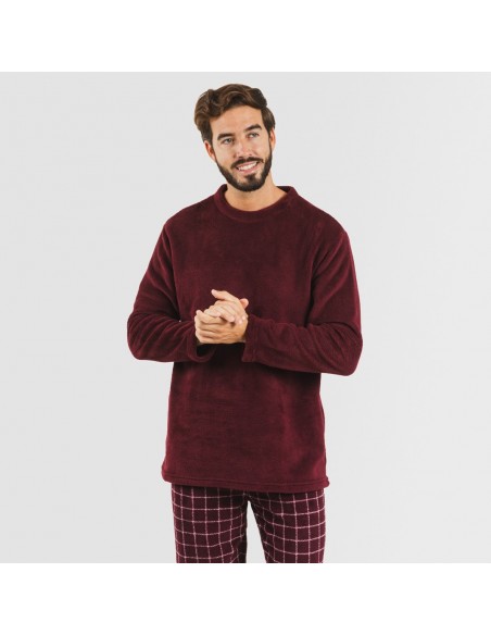 Pijama coral homem Cuadro Pruden bordeaux