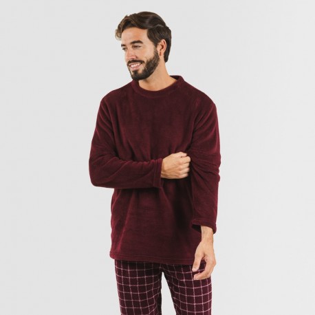 Pijama coral homem Cuadro Pruden bordeaux