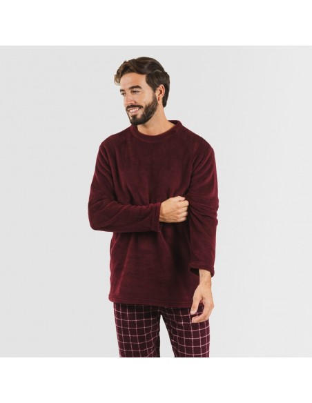 Pijama coral homem Cuadro Pruden bordeaux