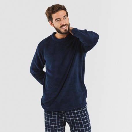 Pijama coral homem Cuadro Pruden azul marinho pijama-coralina