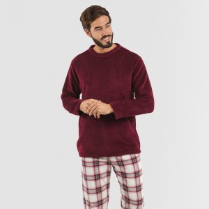 Pijama coral homem Cuadro Galindo bordeaux 2