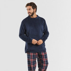 Pijama coral homem Cuadro Curtis azul marinho