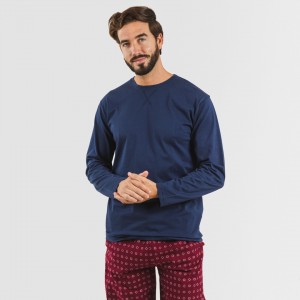 Pijama homem flanela Loui azul marinho