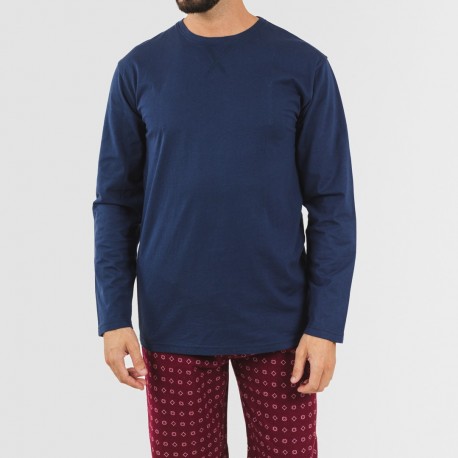 Pijama homem flanela Loui azul marinho
