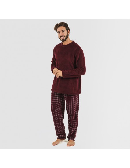 Pijama coral homem Cuadro Pruden bordeaux