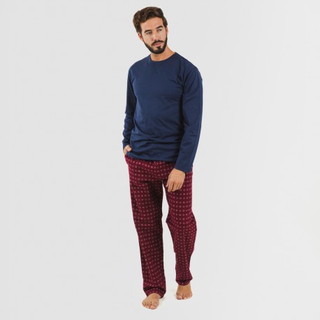 Pijama homem flanela Loui azul marinho
