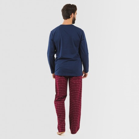 Pijama homem flanela Loui azul marinho