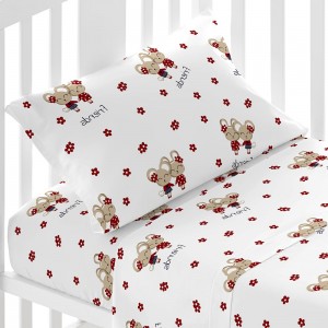 Jogo de lençóis algodão Friends vermelho cama bebé 2