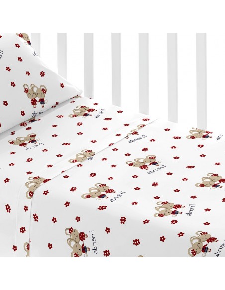 Jogo de lençóis algodão Friends vermelho cama bebé jogos-de-lencois-para-bebe